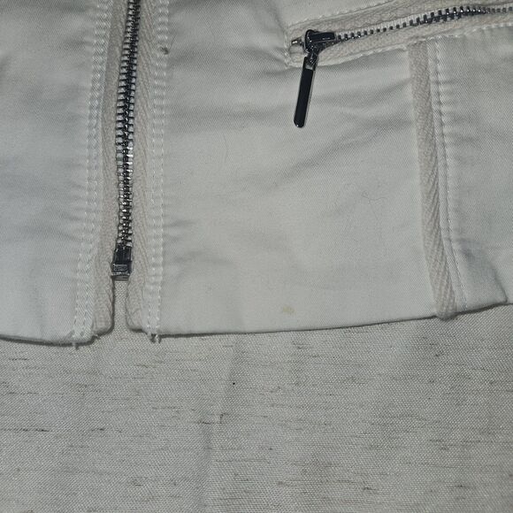 Y2k White Lace Detail Moto Jacket Zip Womens White House Black Market Size 12 - Picture 7 of 13